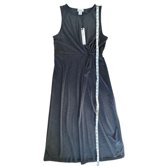 Nicole Miller Women's Sleeveless Knot Front Casual Midi Dress Size M Dark Gray - Picture 8 of 8